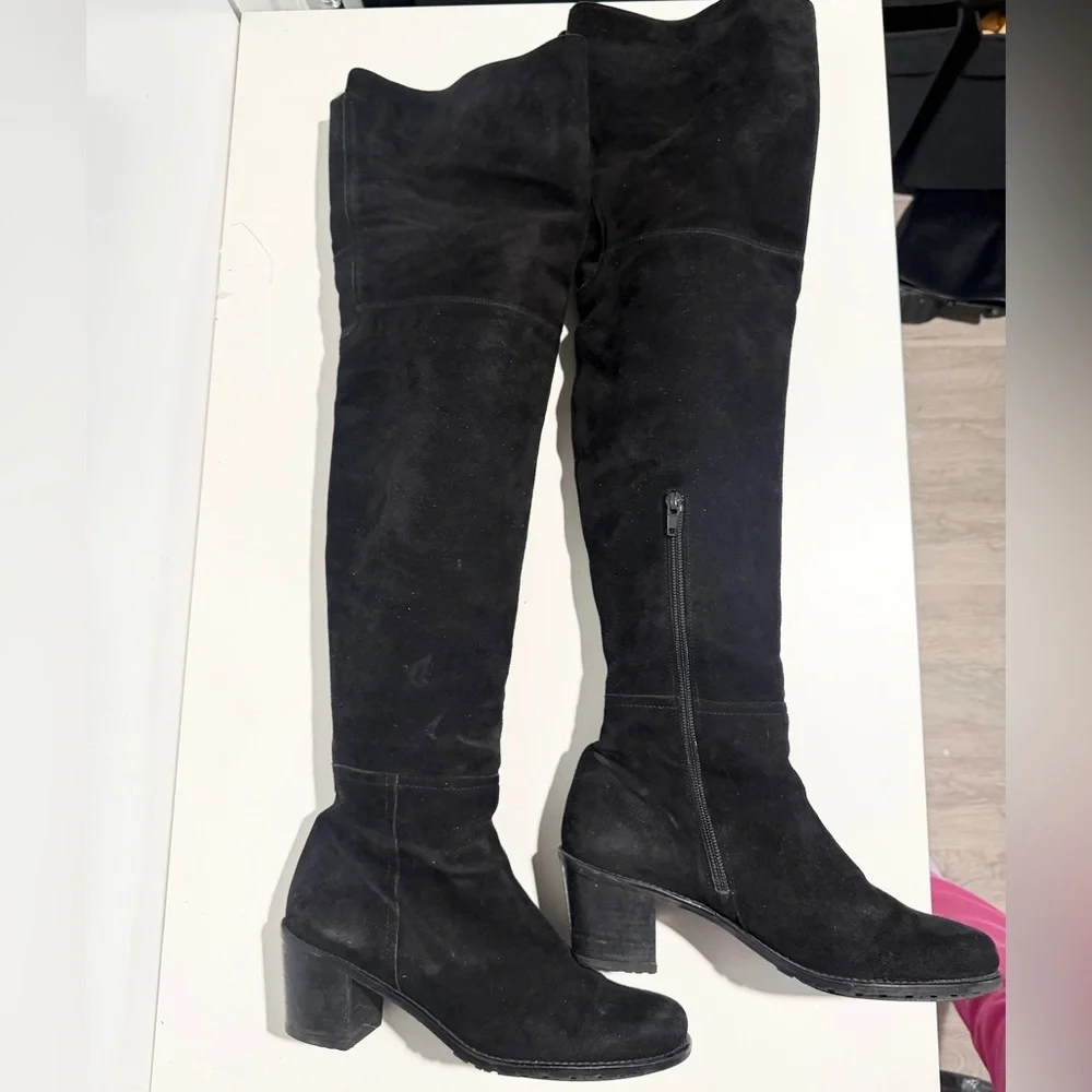 Stuart Weitzman Hitest Over The Knee Suede Boots Black Size‎ 6